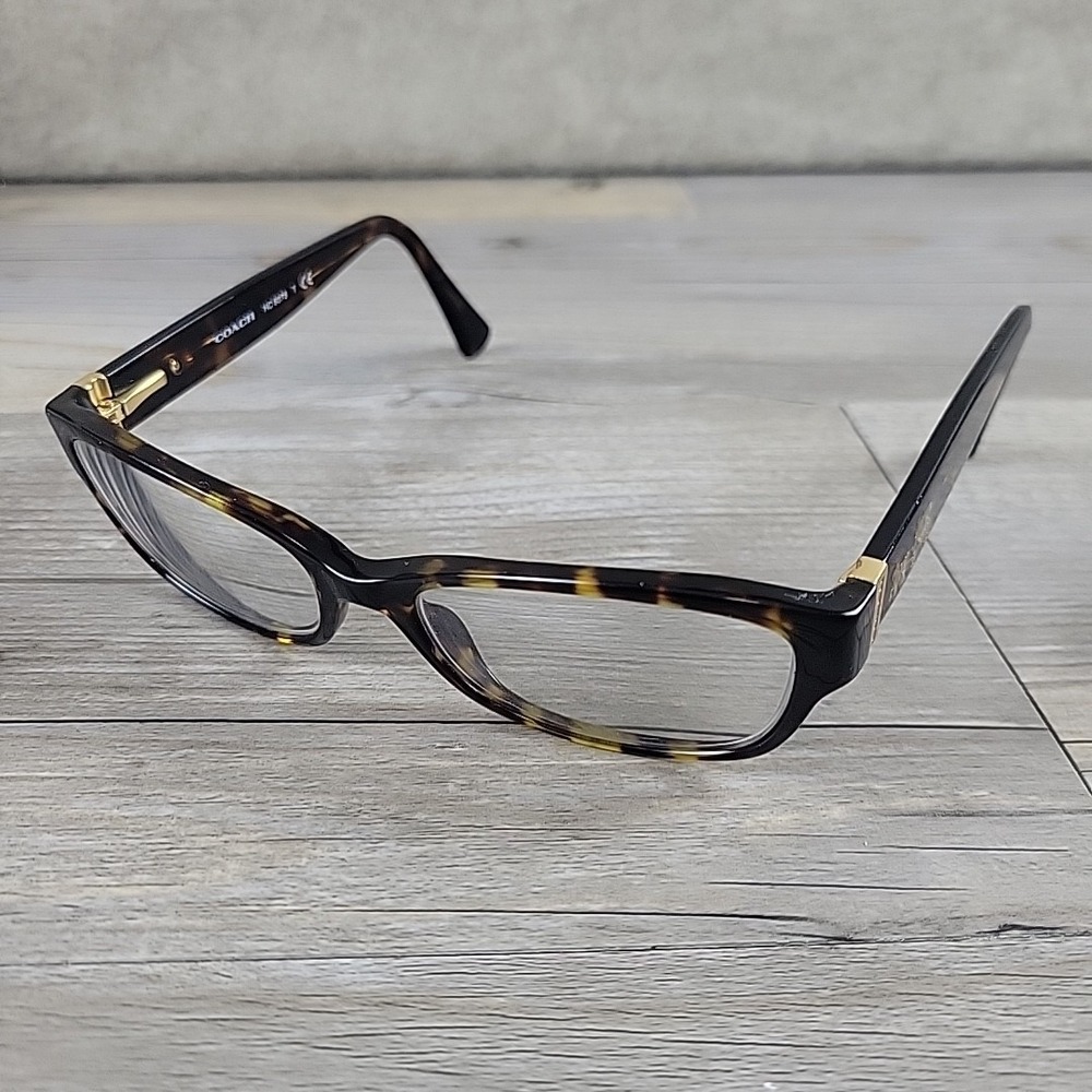 Coach Tortoise Shell Rectangular Sunglasses Frames - Brown & Gold Accents